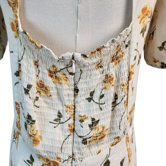 Reformation Size 10 Yellow Floral Short RTR Dress Sweetheart Neck Open Back - Picture 15 of 16